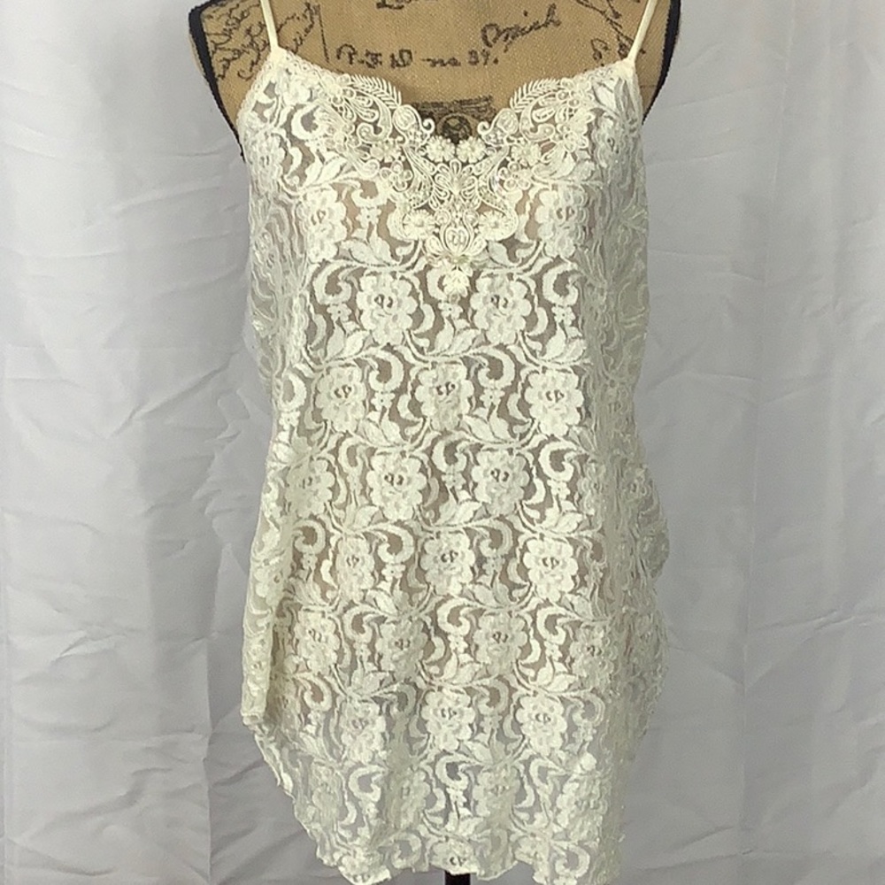 Ecru beaded lacy camisole large